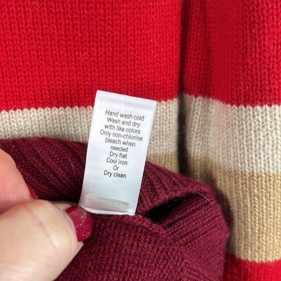 Athleta Cashmere Lodge Sweater Chianti Stripe Red Tan Women XXS - Picture 7 of 12